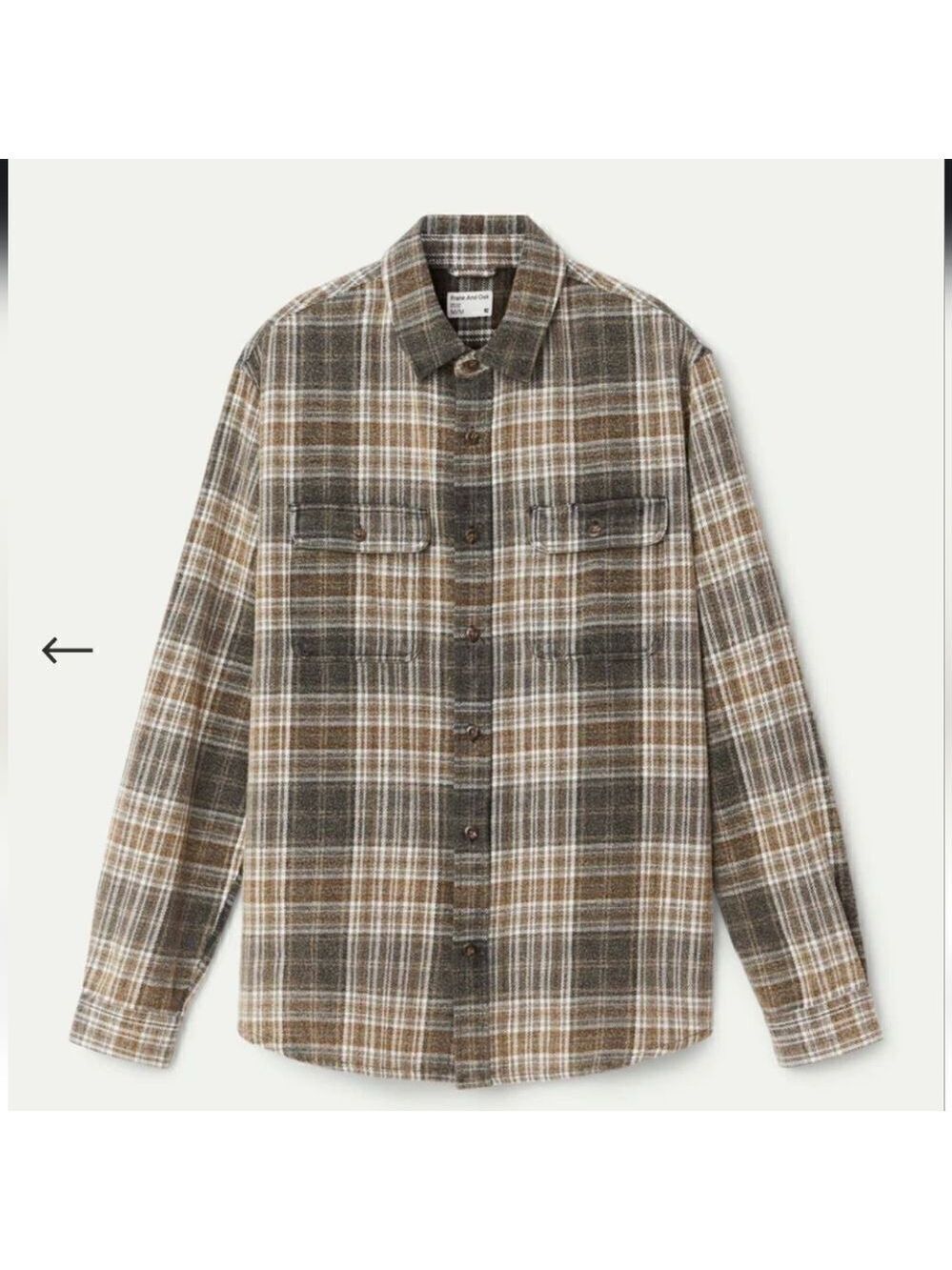 872 NWT Frank And Oak The Check Flannel Shirt Size Medium